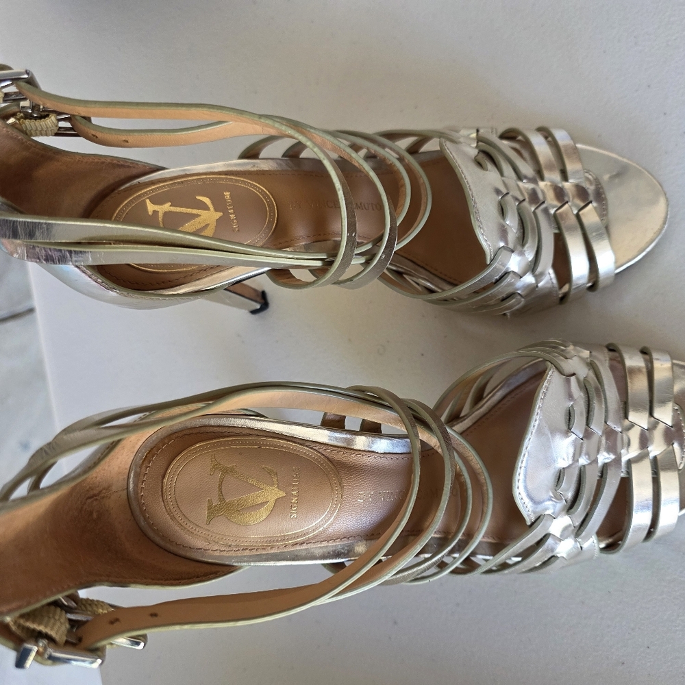 Carlos Santana Silver Strappy Heels